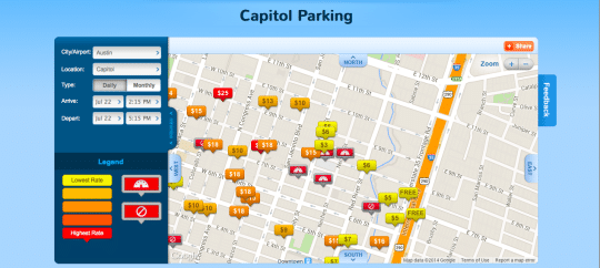 Map of parking availability in downtown Austin