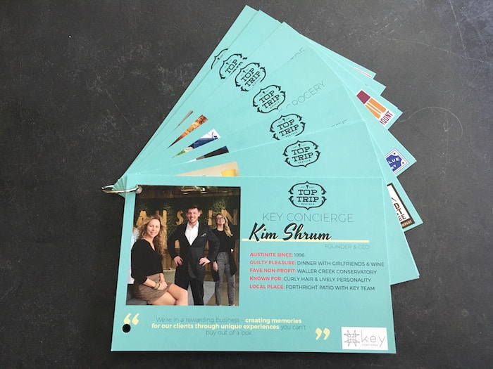 Top Trip Rentals cards with profile of KEY Concierge founder and CEO Kim Shrum