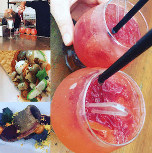 Collage of cocktail and food from Parkside Summer Social in July 2017